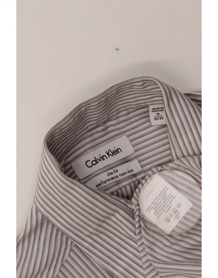 Męska koszula Calvin Klein Slim Fit rozmiar 15 1/2 w średnie szare paski