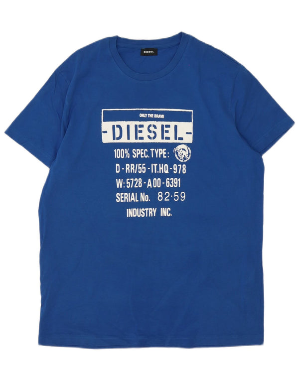 Męska koszulka z grafiką Diesel, góra XL, niebieska bawełna