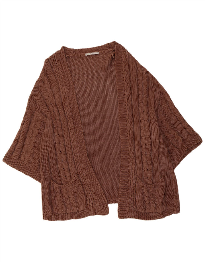Marks & Spencer Damski sweter rozpinany z rękawem 3/4, UK 14, średni brąz