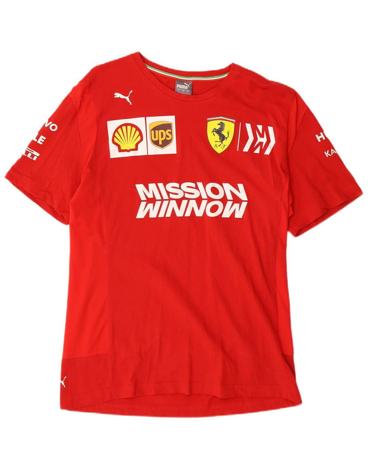 Męski T-shirt Puma Ferrari z grafiką, duży, czerwony, bawełniany
