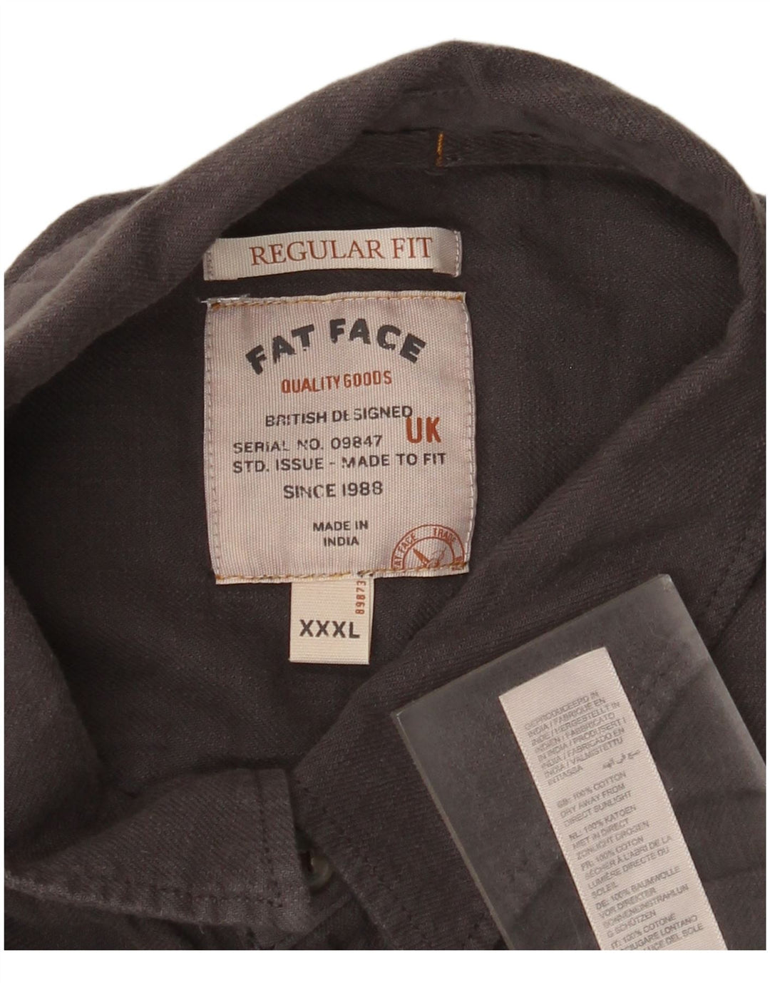 Koszula męska Fat Face z krótkim rękawem i regularnym krojem, 3XL, szara bawełna