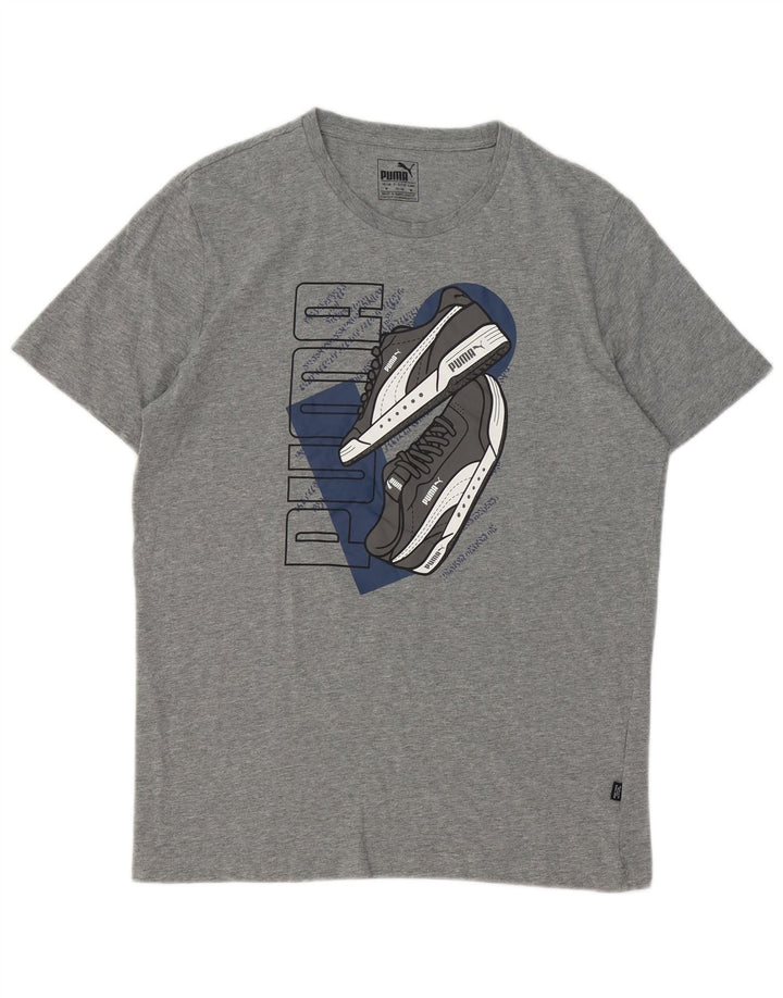 Męski T-shirt z grafiką Puma, średni szary, nakrapiany