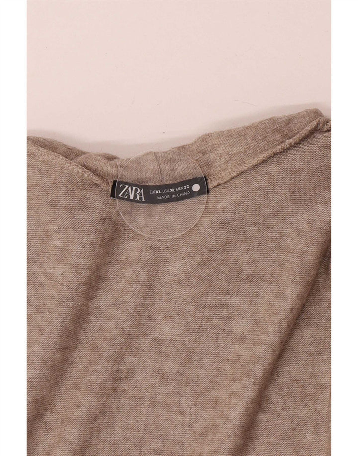 Bluzka damska Zara z okrągłym dekoltem, UK 18 XL, brązowa