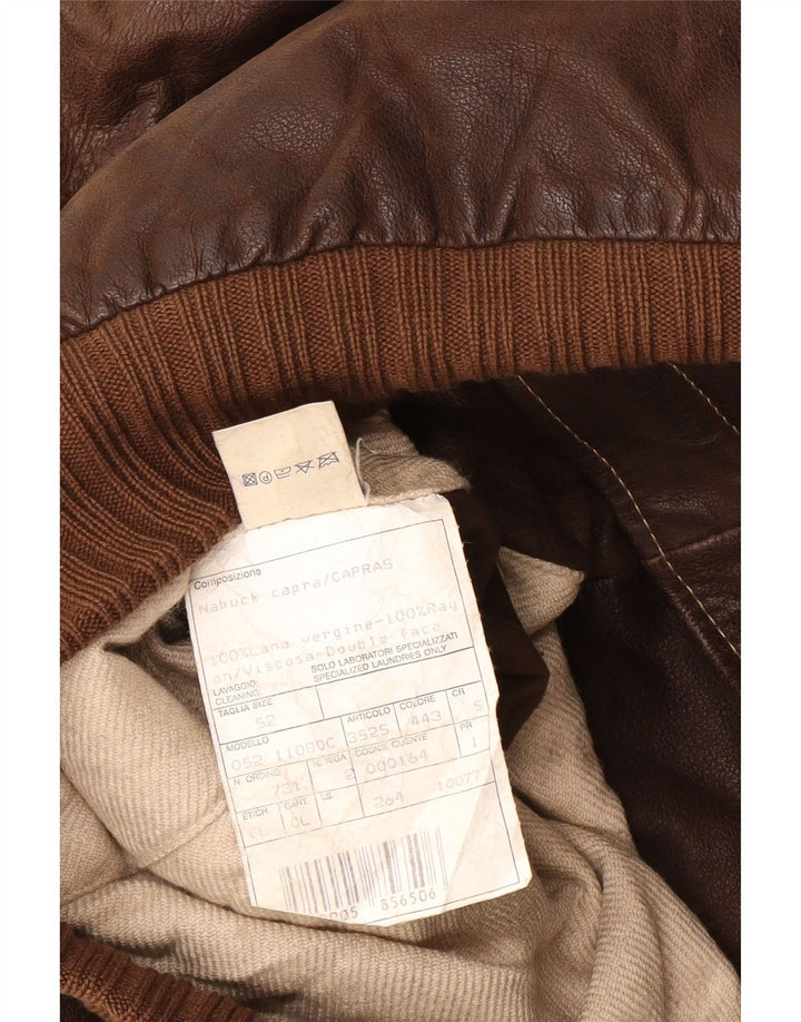 Vintage męska kurtka skórzana IT 52 XL brązowa skóra