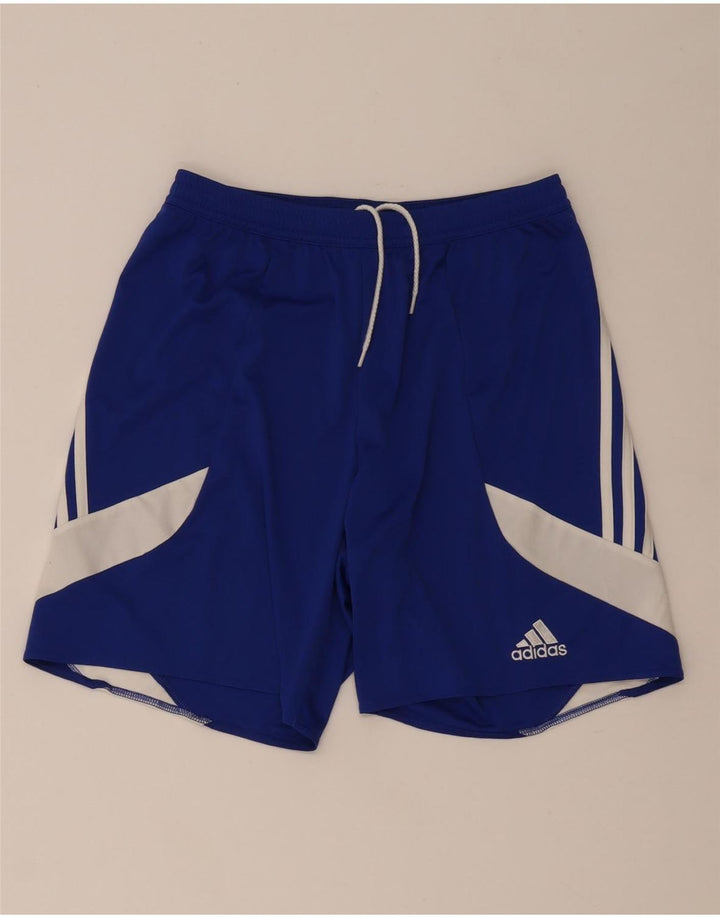 Męskie spodenki sportowe Adidas Climalite, średni niebieski, poliester z blokami kolorów