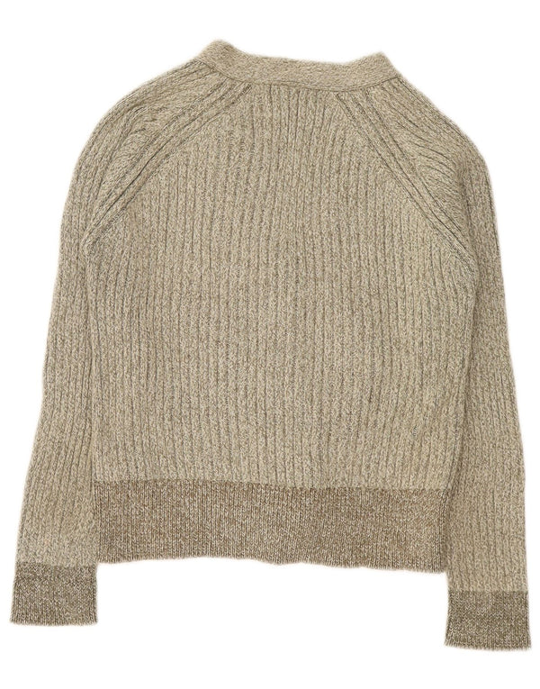 Marks & Spencer Damski sweter rozpinany UK 14, średnia bawełna w kolorze khaki z plamkami