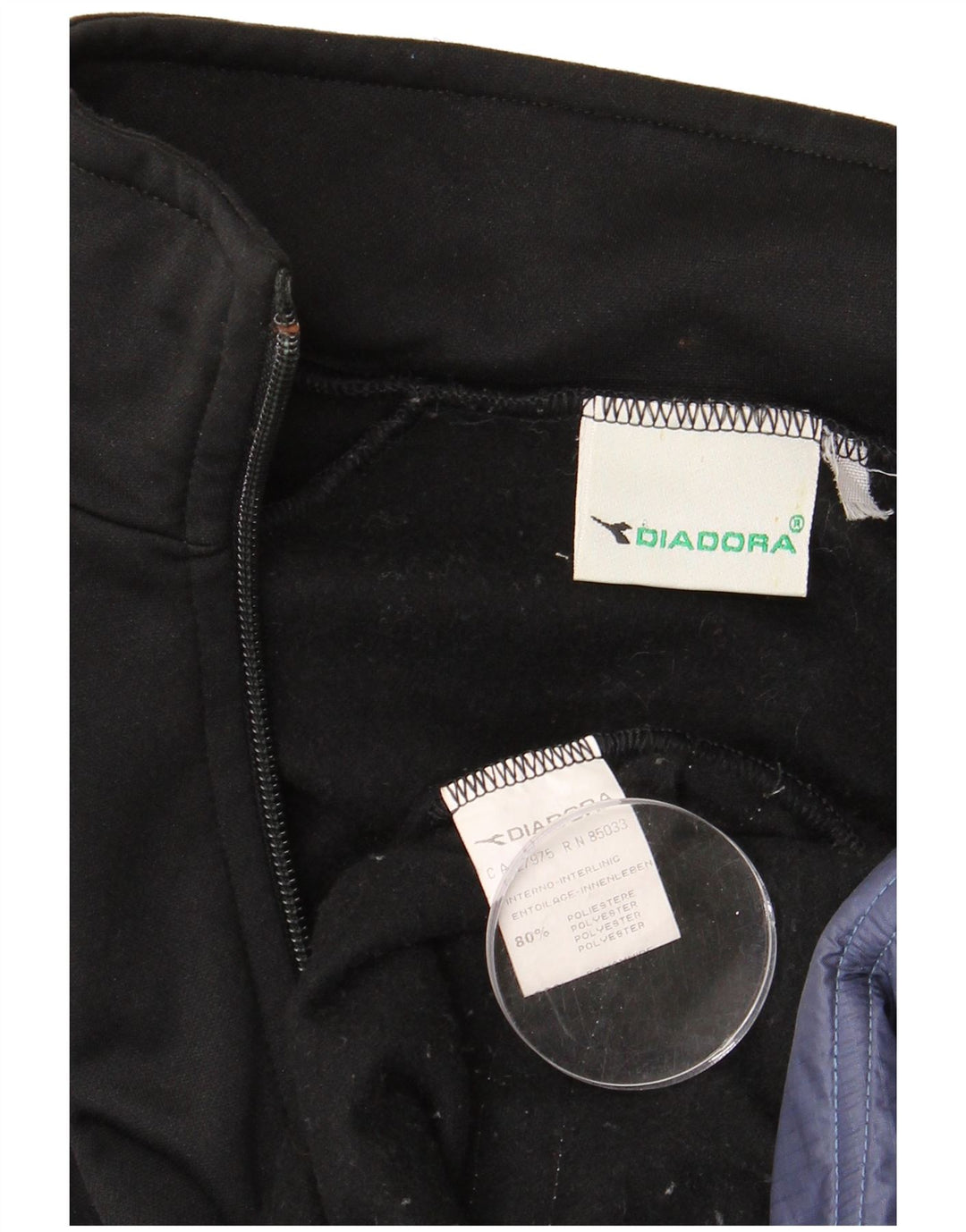 DIADORA Męska kurtka dresowa, średnia czarna, poliester w blokach kolorystycznych