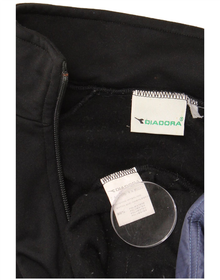 DIADORA Męska kurtka dresowa, średnia czarna, poliester w blokach kolorystycznych