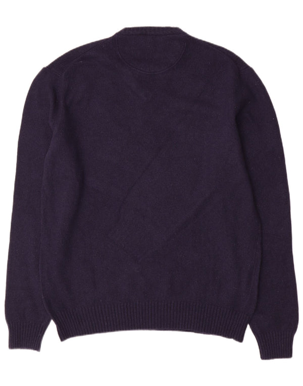 Trussardi Jeans Mens V-Neck Jumper Sweater Large Navy Blue Wool