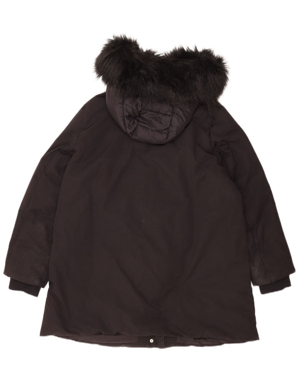 Damski płaszcz z kapturem, oversize, wyściełany Florela Rubino UK 14, duży, czarny