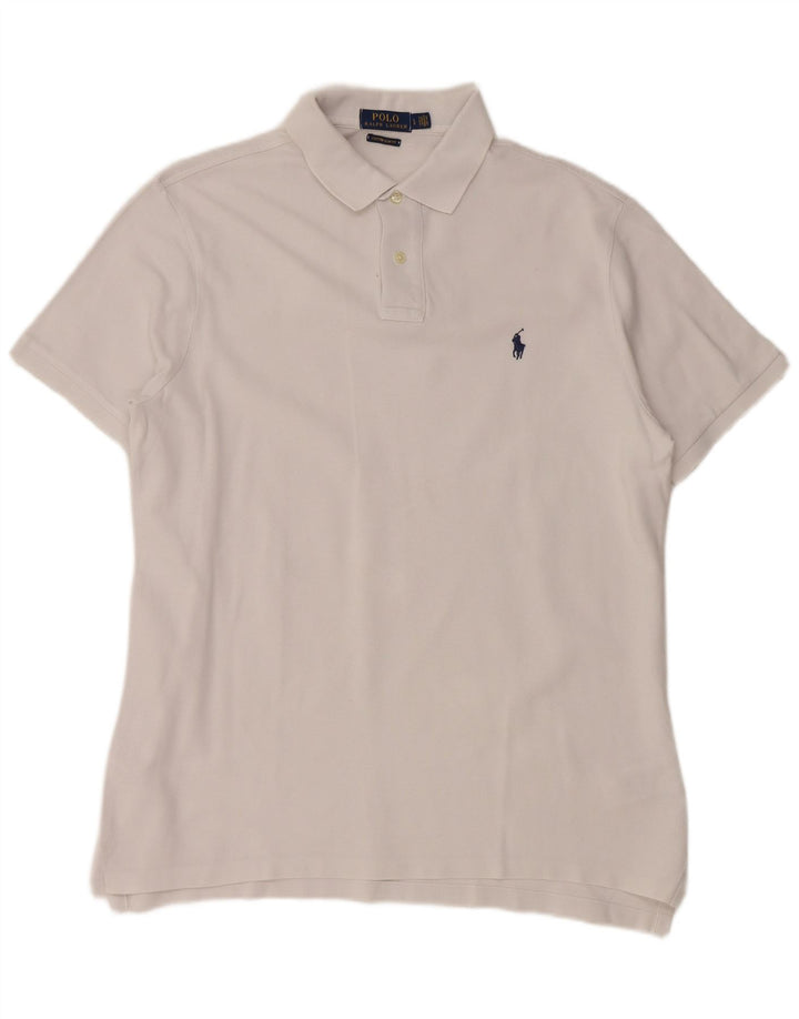 POLO RALPH LAUREN Męska koszulka polo slim fit, duża, biała, bawełniana