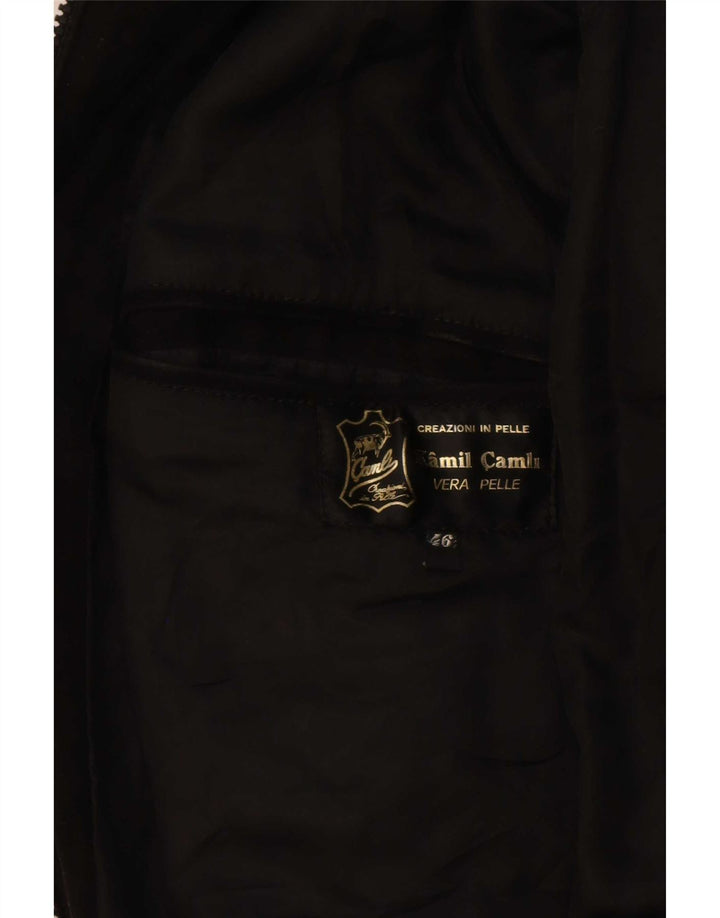 Vintage męska zamszowa kurtka bomber IT 46 mała czarna skóra