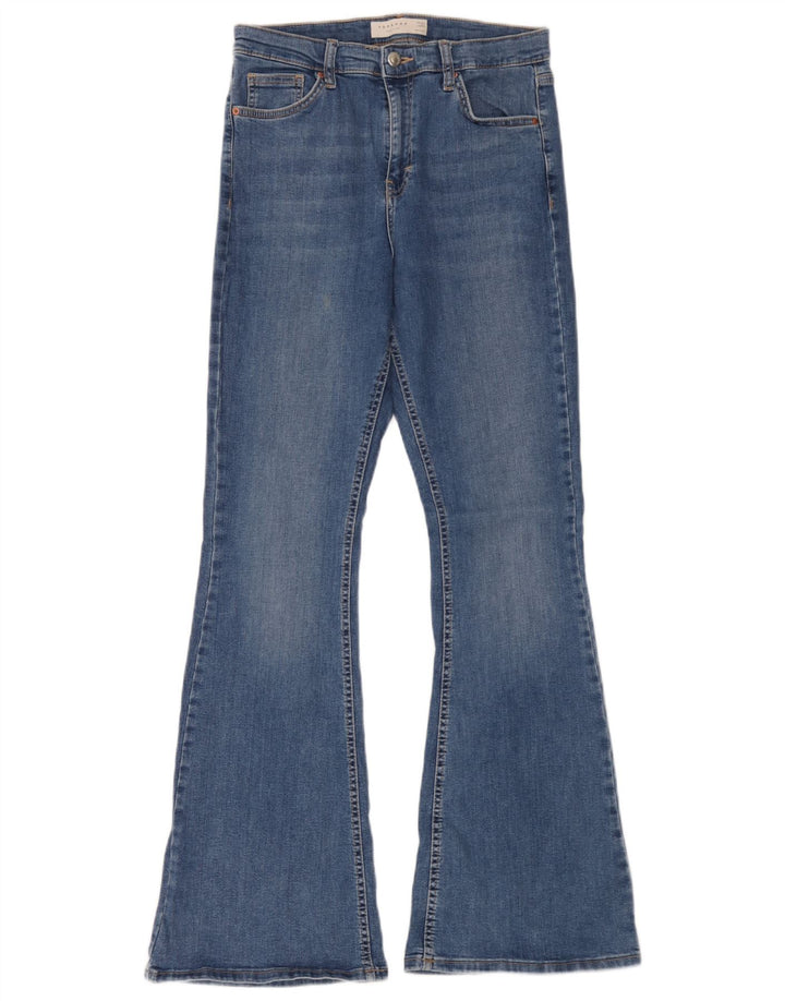 Topshop Damskie jeansy Jamie Flared W30 L32 Niebieskie bawełniane
