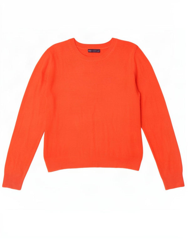 Marks & Spencer Womens Boat Neck Jumper Sweater UK 12 Medium Orange Acrylic