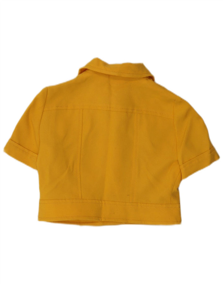 Damska marynarka VINTAGE z krótkim rękawem, zapinana na 4 guziki, UK 14, średni żółty