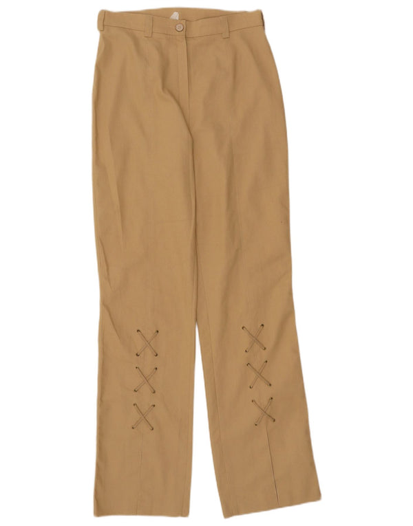 Proste spodnie damskie VINTAGE UK 12 Medium W28 L31 Beżowa bawełna