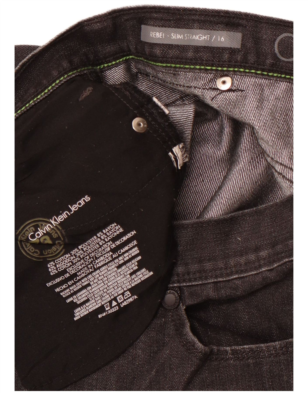 Dżinsy CALVIN KLEIN Dziewczęce Rebel Straight Jeans 15-16 lat W30 L29 Czarny Klasyczny