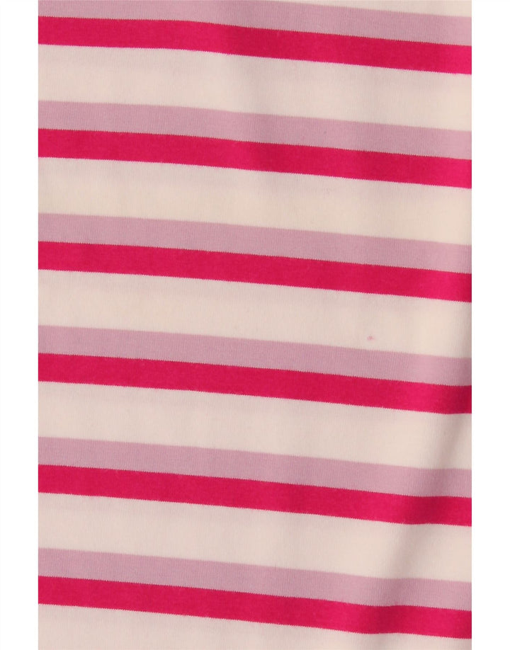 Damska koszulka polo Adidas UK 12 Średnio różowa bawełniana w paski