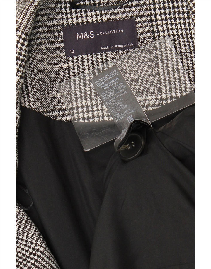 Marks & Spencer Damski płaszcz dwurzędowy UK 10 w małą szarą kratkę