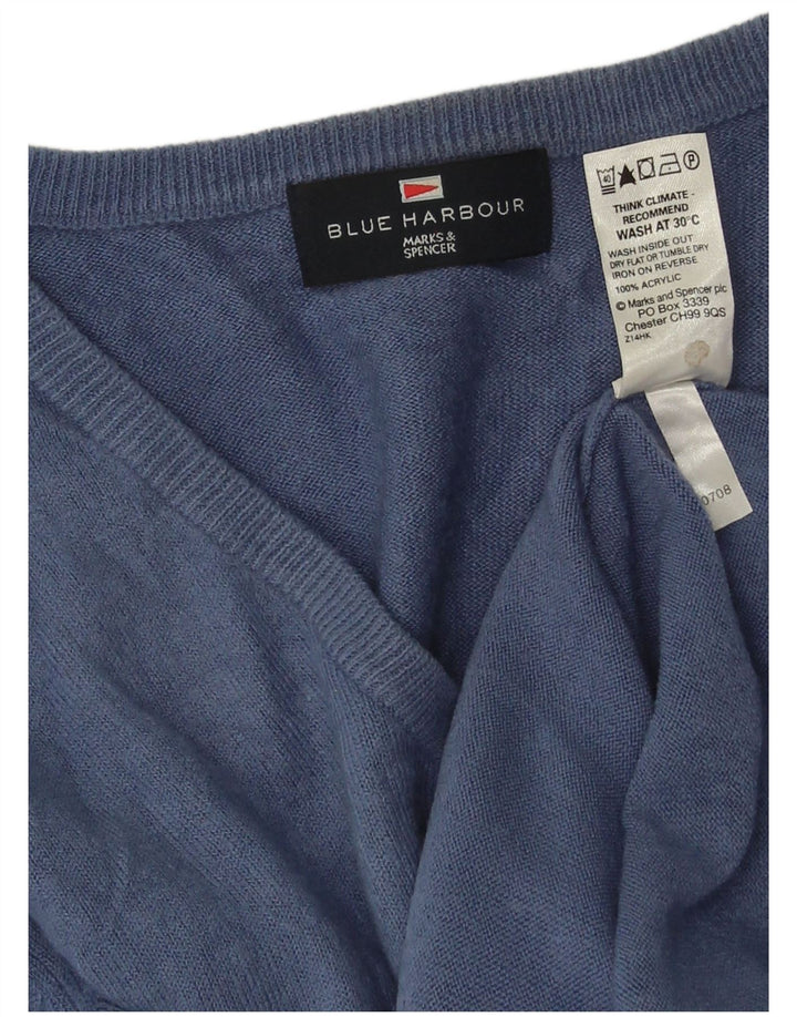 Męski sweter Marks & Spencer Blue Harbor z dekoltem w kształcie litery V, duży, granatowy