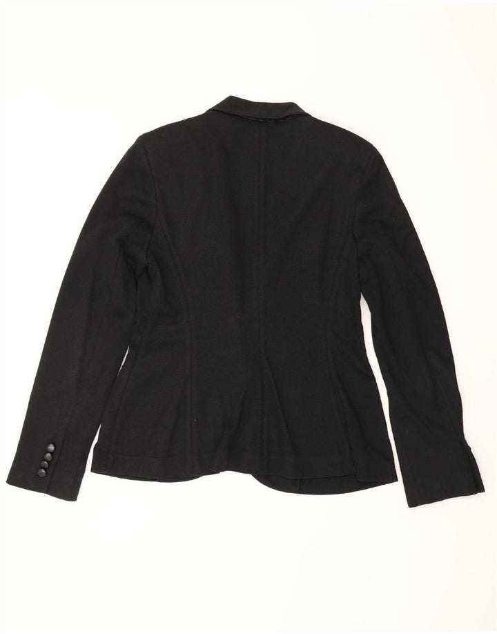 POLO RALPH LAUREN Womens 1 Button Blazer Jacket US 8 Medium Black Cotton