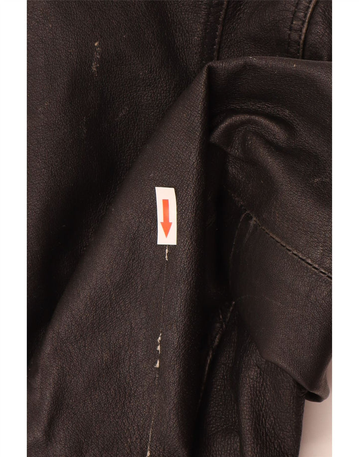 Vintage damska kurtka skórzana UK 10, mała czarna skóra