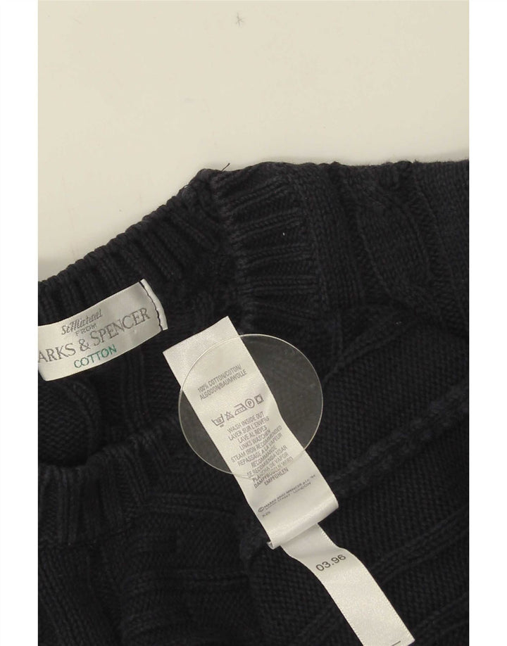Marks & Spencer Męski sweter z okrągłym dekoltem, średni granatowy, bawełniany