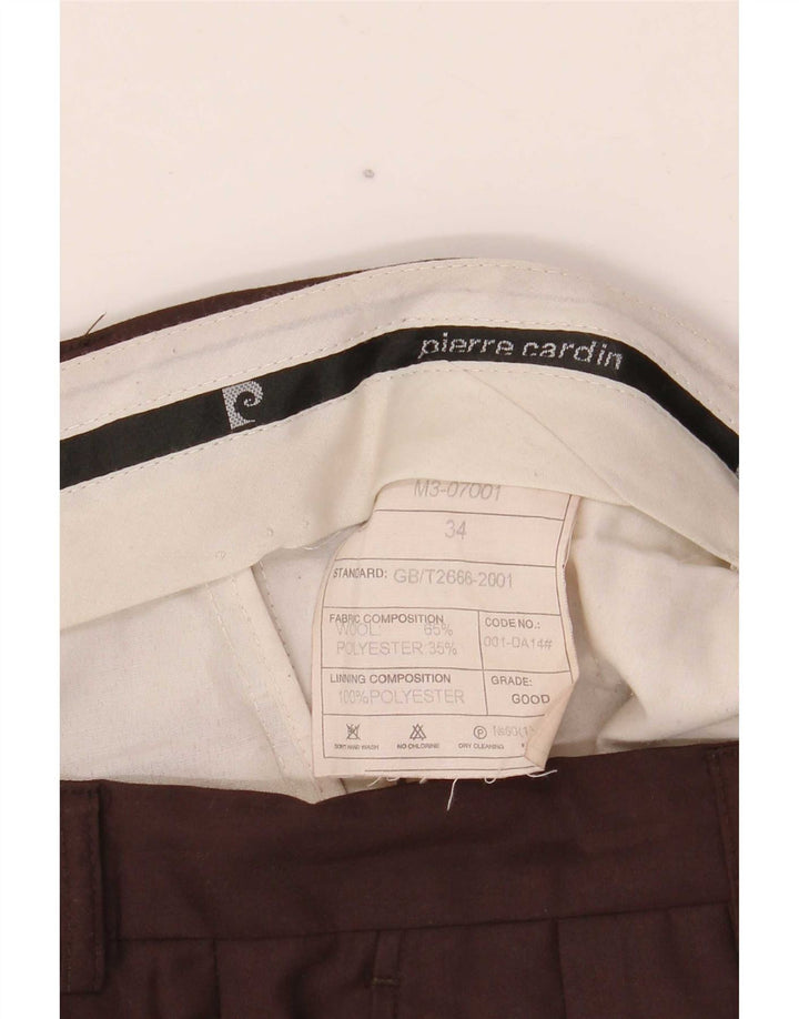 Męskie spodnie garniturowe Pierre Cardin Pegged W34 L29 Brązowa wełna