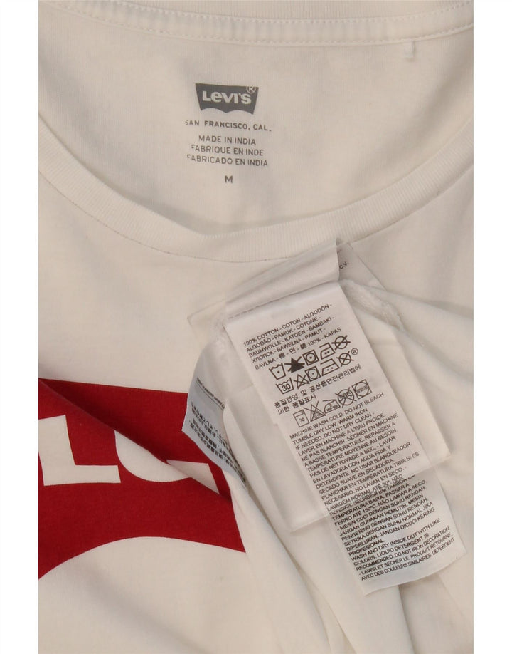 Damska koszulka z grafiką LEVI'S Top UK 12 Średnia biała bawełna