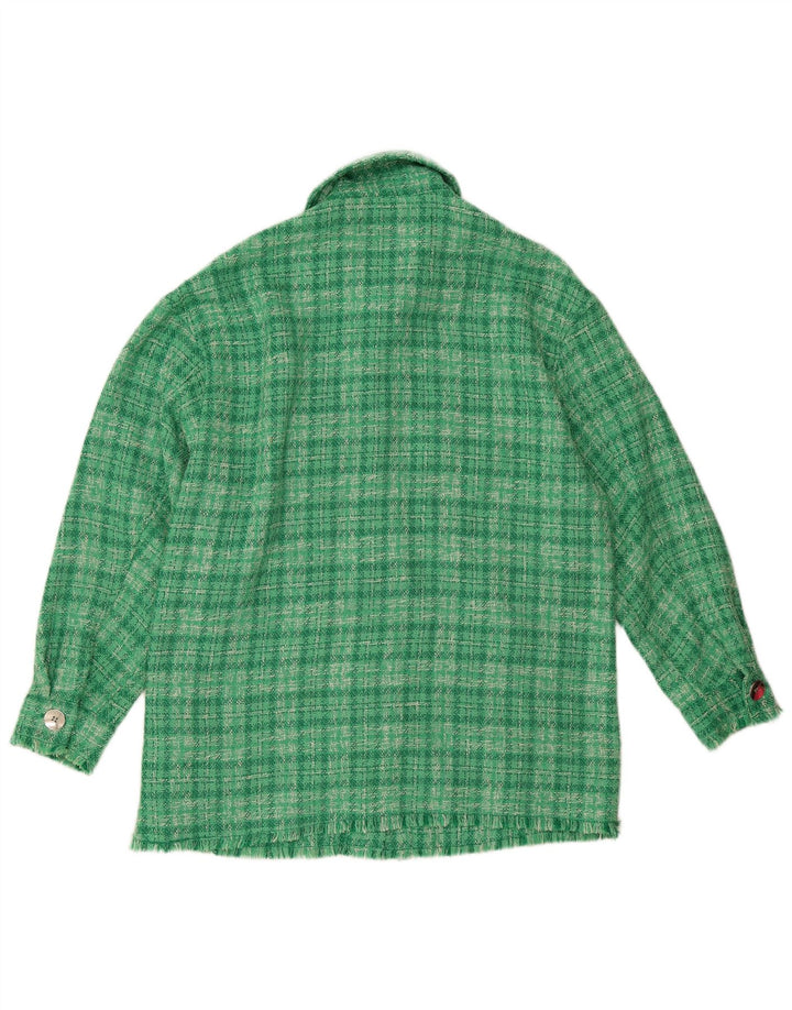 Damska kurtka bomberka oversize Zara UK 6 XS, poliester w zieloną kratkę
