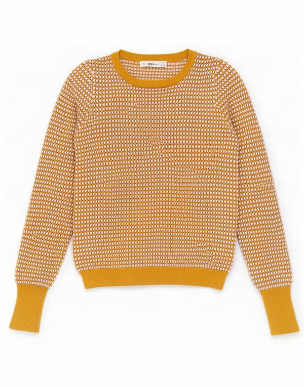 Damski sweter Zara Crop Boat Neck Sweter UK 6 XS Beżowa wiskoza w paski