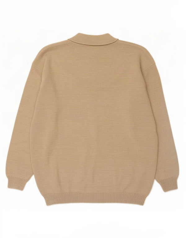 Vintage męski sweter z okrągłym dekoltem IT 54 XL beżowy geometryczny