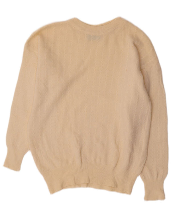 BENETTON Damski sweter z okrągłym dekoltem UK 12, średni złamanej bieli