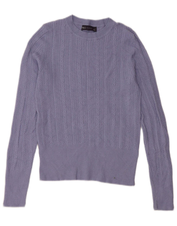 Marks & Spencer Damski sweter z okrągłym dekoltem UK 8 Small Blue Viscose