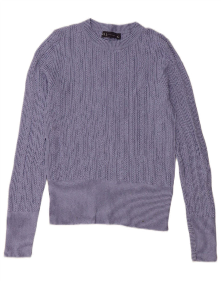 Marks & Spencer Damski sweter z okrągłym dekoltem UK 8 Small Blue Viscose