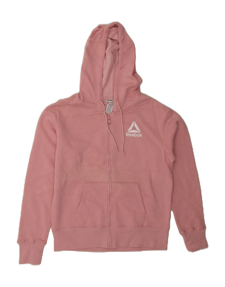 REEBOK Mens Zip Hoodie Sweater Small Pink Cotton Vintage Reebok and Second-Hand Reebok from Messina Hembry 