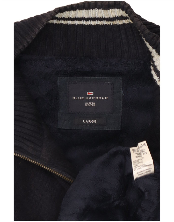 Marks & Spencer Męska niebieska kurtka dresowa Harbour, duża, granatowa
