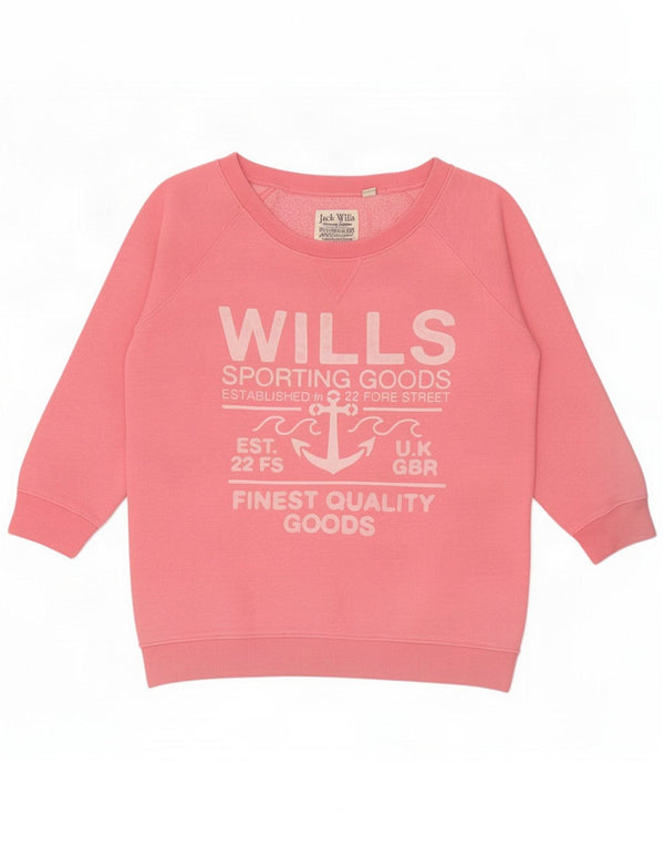 Damska bluza dresowa Jack Wills Graphic 3/4 z rękawami UK 12 Średni róż