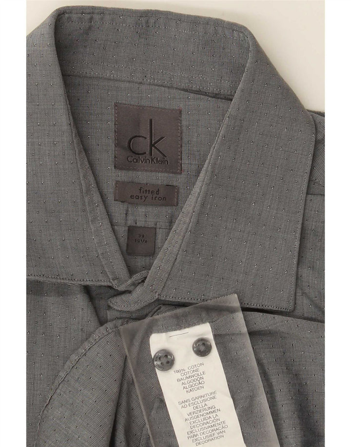 Męska dopasowana koszula Calvin Klein rozmiar 39 15 1/2 Średnioszara bawełna w cętki