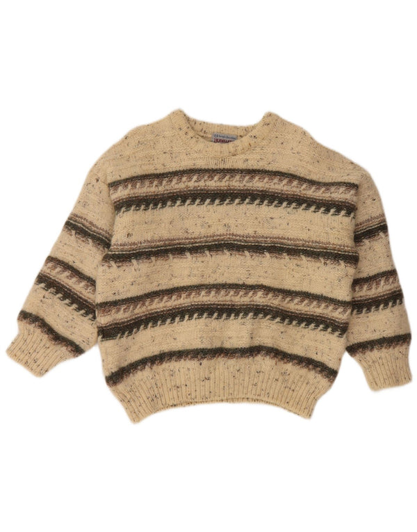 SERGIO TACCHINI Sweter damski z okrągłym dekoltem UK 16, duże beżowe paski