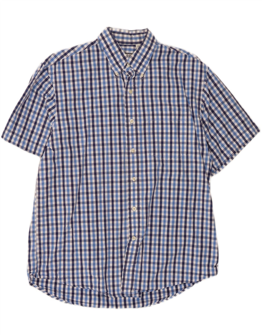 IZOD Mens Grant Fit Short Sleeve Shirt Large Blue Check Cotton Vintage Izod and Second-Hand Izod from Messina Hembry 