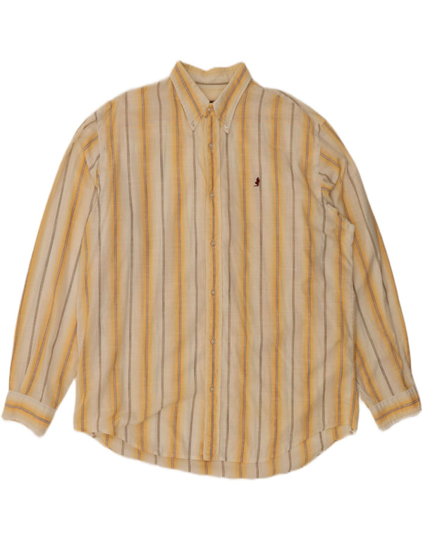 MARLBORO CLASSICS Mens Shirt XL Yellow Striped Cotton