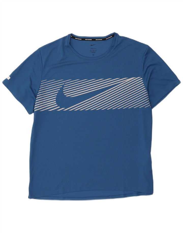 Męski T-shirt z grafiką Nike Dri Fit, XL, niebieski, poliester