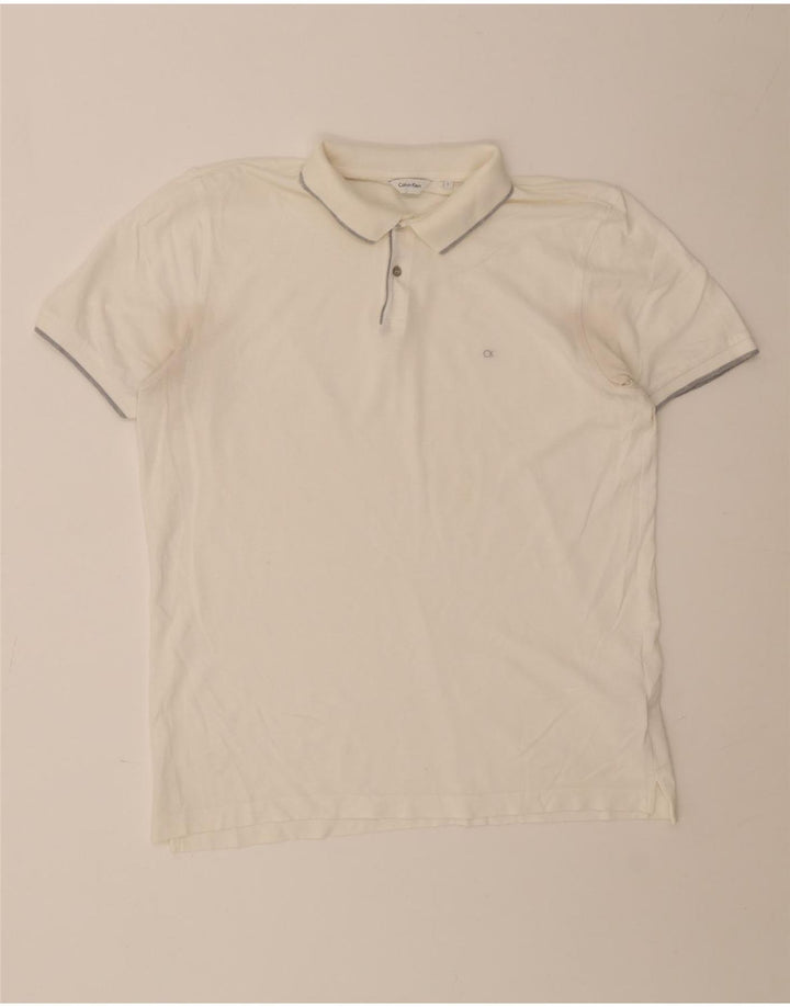 Męska koszulka polo Calvin Klein, duża, biała, bawełniana