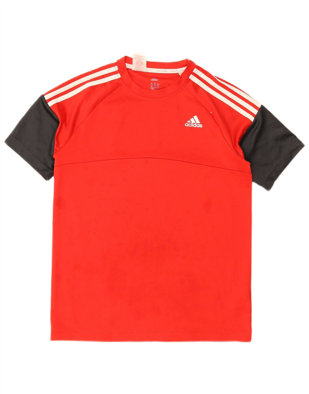 Adidas Chłopięca zwykła koszulka Top 15-16 lat Czerwony poliester z blokami kolorów