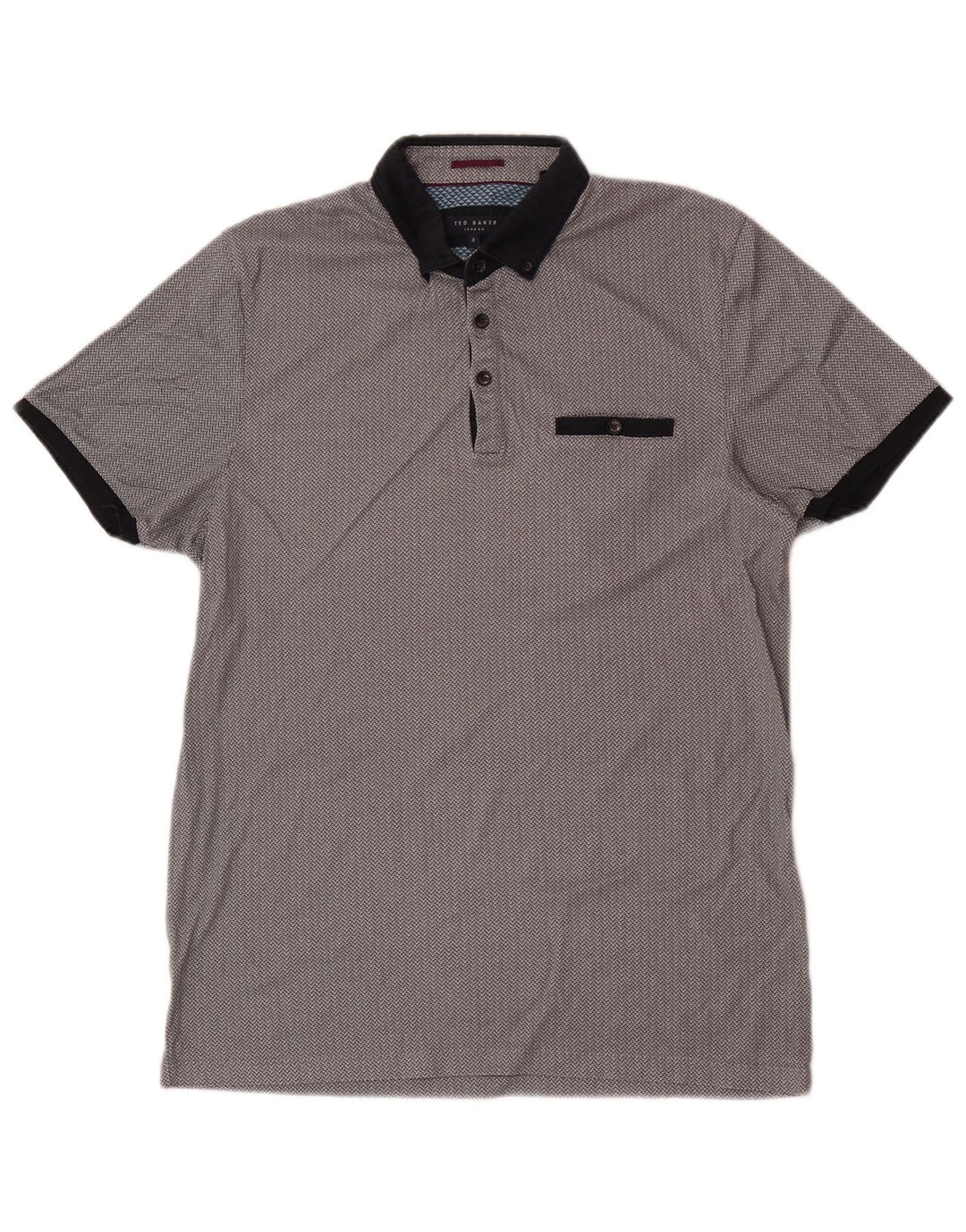 Męska koszulka polo Ted Baker o regularnym kroju, rozmiar 3, średnio szara, z geometrycznej bawełny