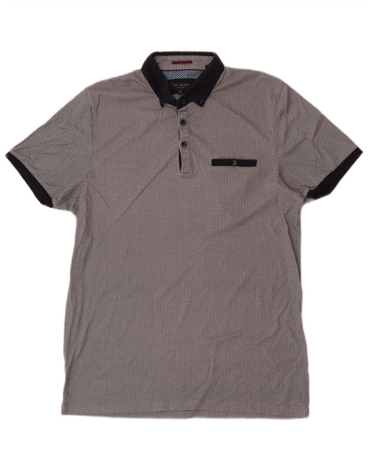 Męska koszulka polo Ted Baker o regularnym kroju, rozmiar 3, średnio szara, z geometrycznej bawełny