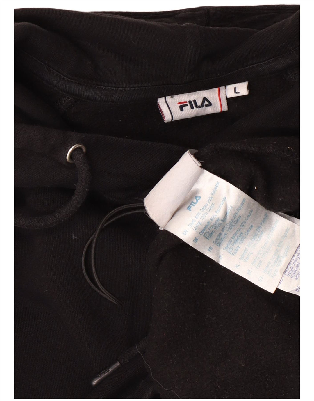 FILA Damski sweter oversize z kapturem, UK 16, duży, czarny, bawełniany