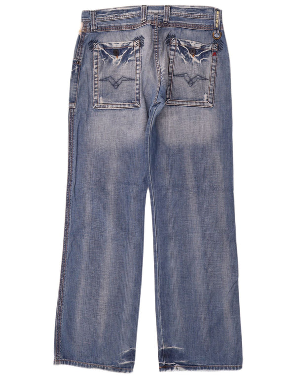 Replay Mens Straight Jeans W34 L34 Blue Cotton