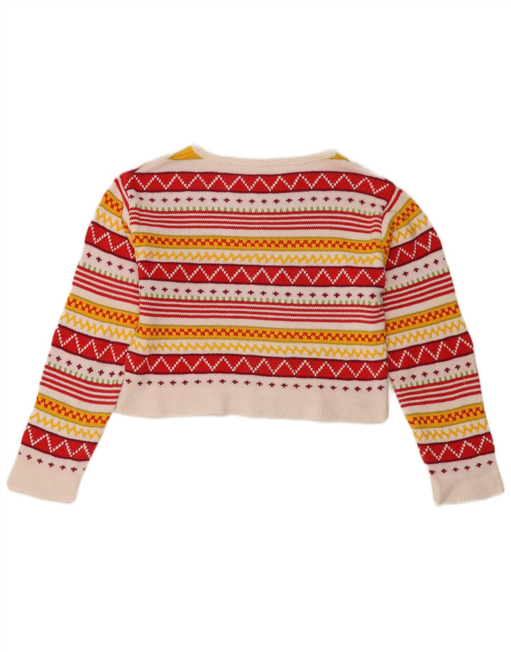 Sweter damski w stylu vintage z dekoltem w łódkę UK 12, średni, wielobarwny